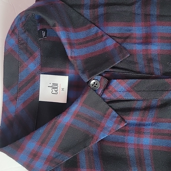 CABI Moody Plaid Button Up Flowy Peplum Tunic Shirt/M. - Picture 9 of 12